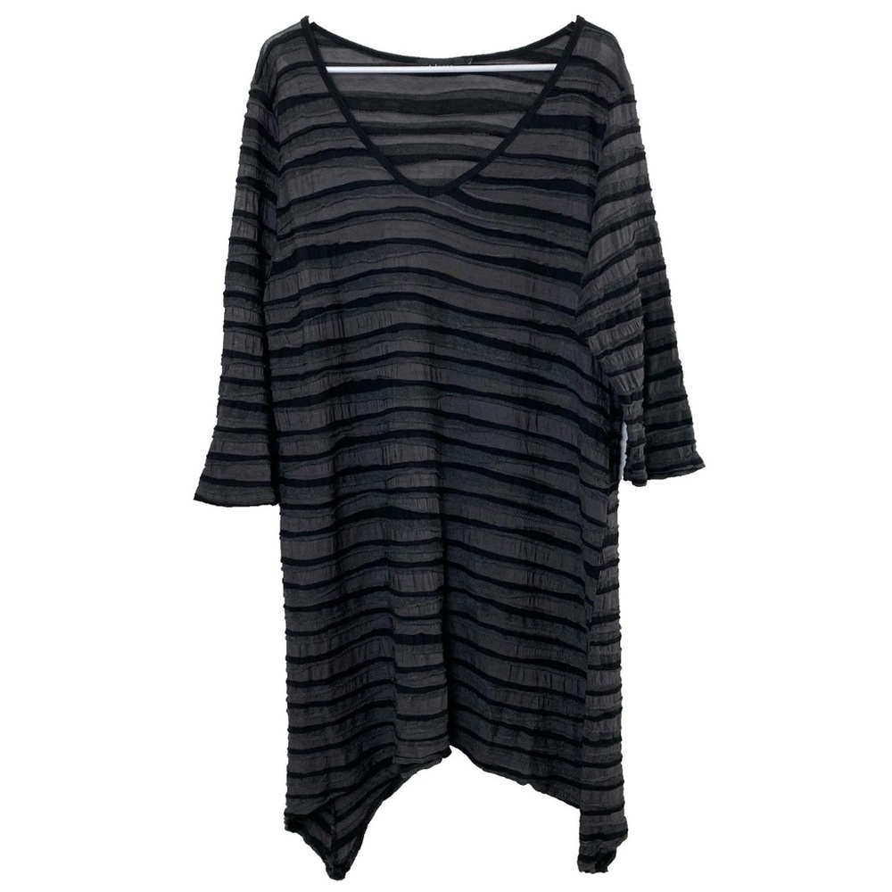 Cut Loose Asymmetrical Wavy Striped Tunic Top - XL